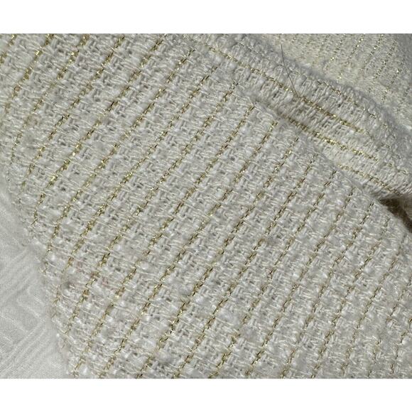 Sweet Rain Tweed Shacket Shirt Jacket White Gold Shimmer Accent - Picture 9 of 9